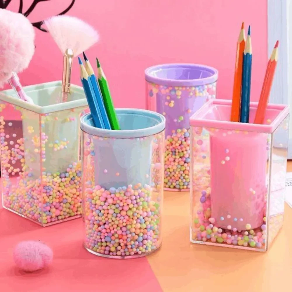2 Pc Clear Acrylic Pen Holder Creative Small Foam Balls